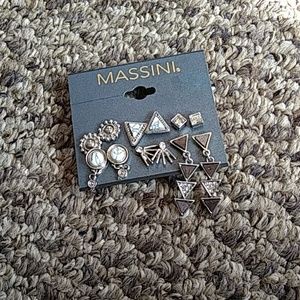 6pairs white and silver Massini earrings